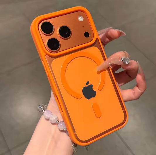 iPhone Luxury Acrylic Transparent Wireless Charging Case With ColourFul Side Border