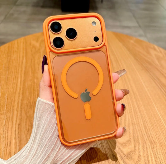 iPhone Luxury Acrylic Transparent Wireless Charging Case With ColourFul Side Border